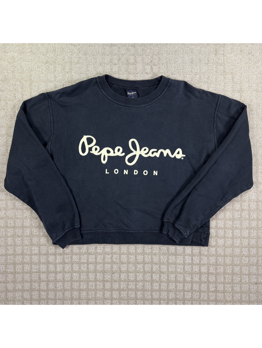 Pepe Jeans London navy cropped sweatshirt made in USA S
